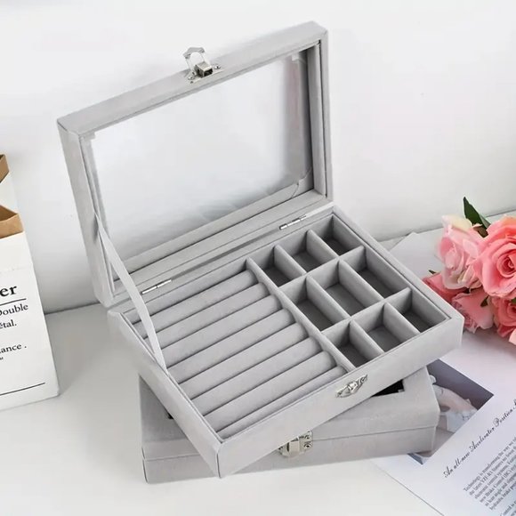Grey Jewelry Storage Box - Picture 2 of 3
